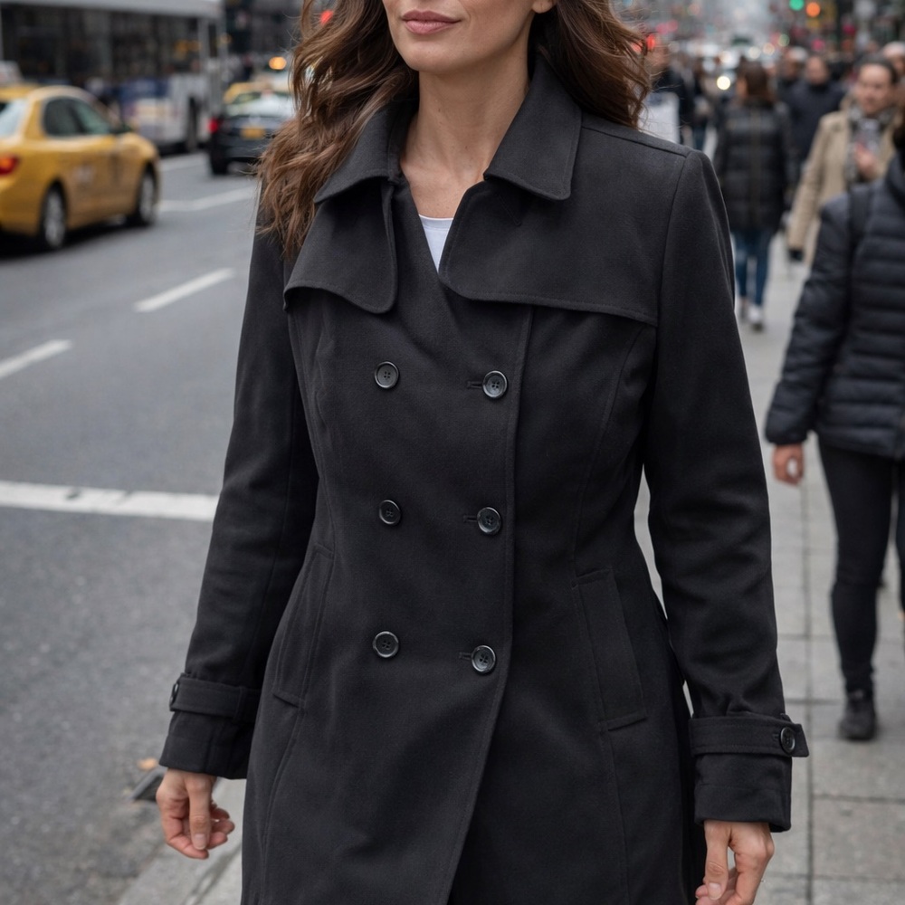 Giacca Black Double Breasted Woman’s Coat Size Large